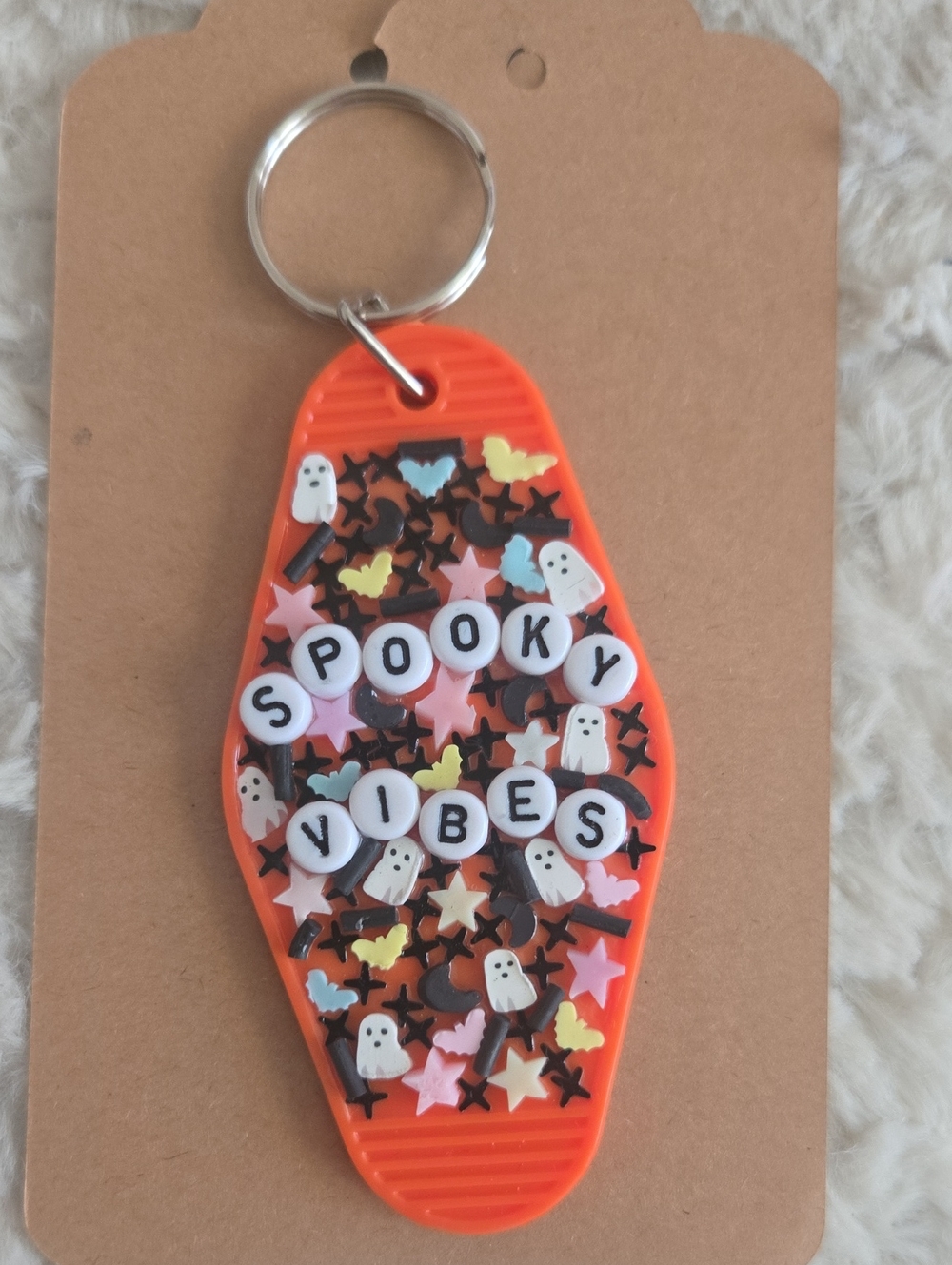 Kids Orange 'Spooky Vibes' Halloween Keychain